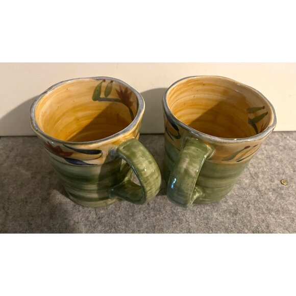 2 Pier 1 Import San Marino Earthenware Mugs, Elizabeth Design  # 1977 - Picture 3 of 6
